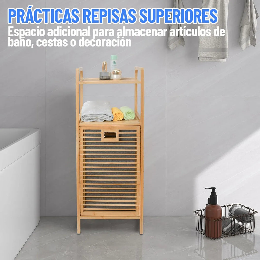 Mueble cesto organizador de bambú