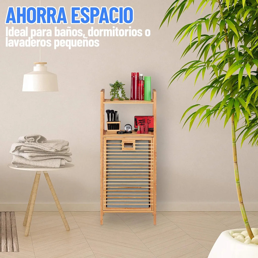 Mueble cesto organizador de bambú