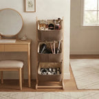 Estante organizador de tela y madera de 3 niveles