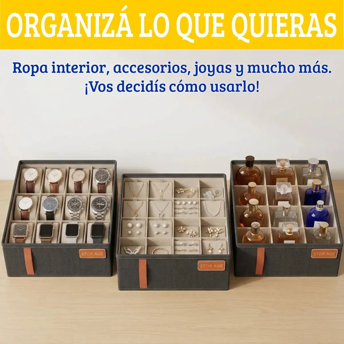 Organizador multiusos de tela con 16 divisiones