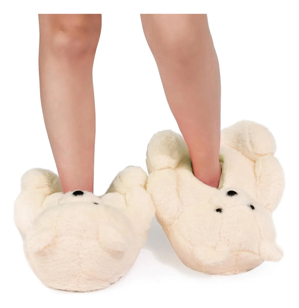 Pantuflas Oso Peludas Calentitas Suela Goma