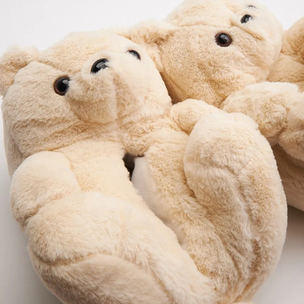 Pantuflas oso peludas calentitas