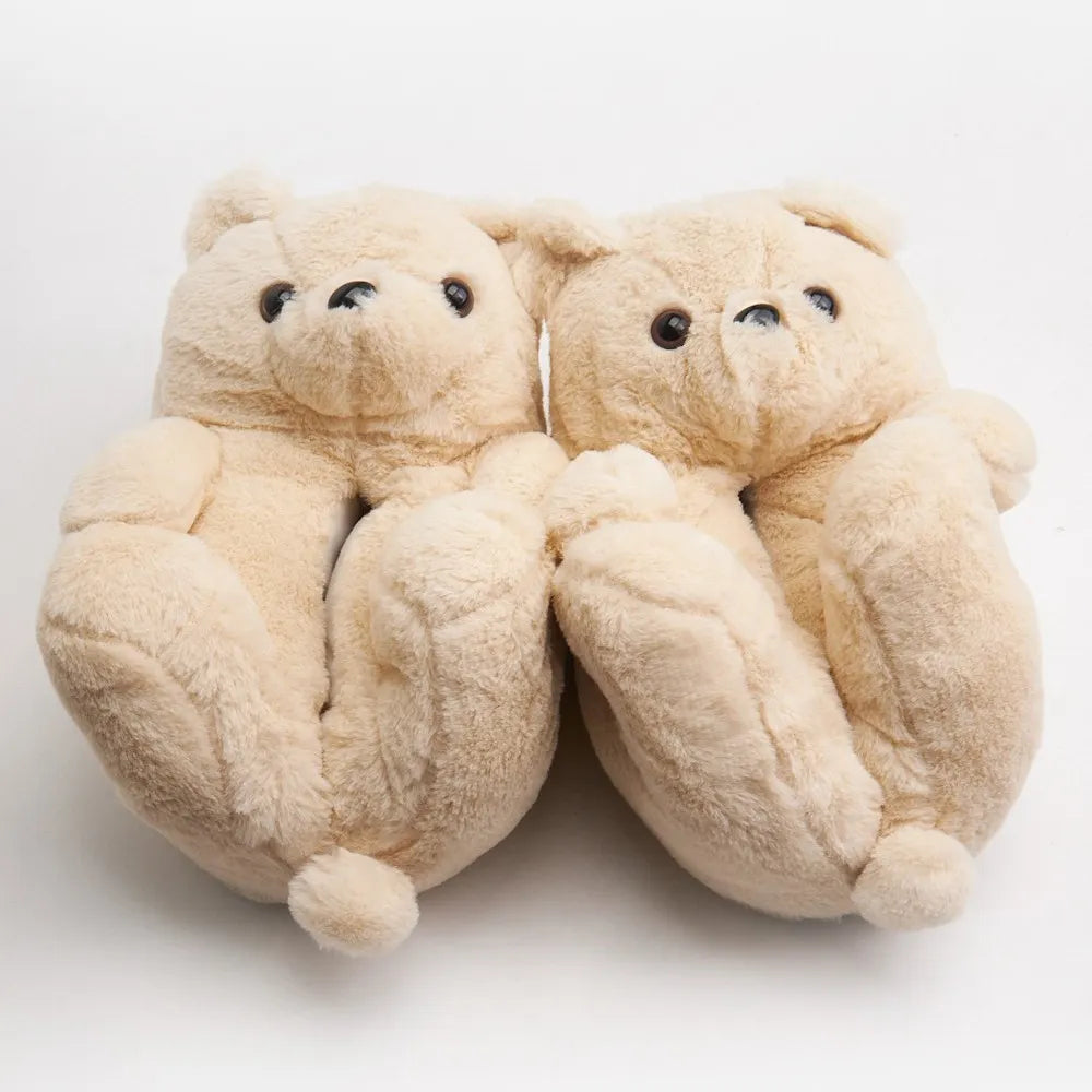Pantuflas oso peludas calentitas