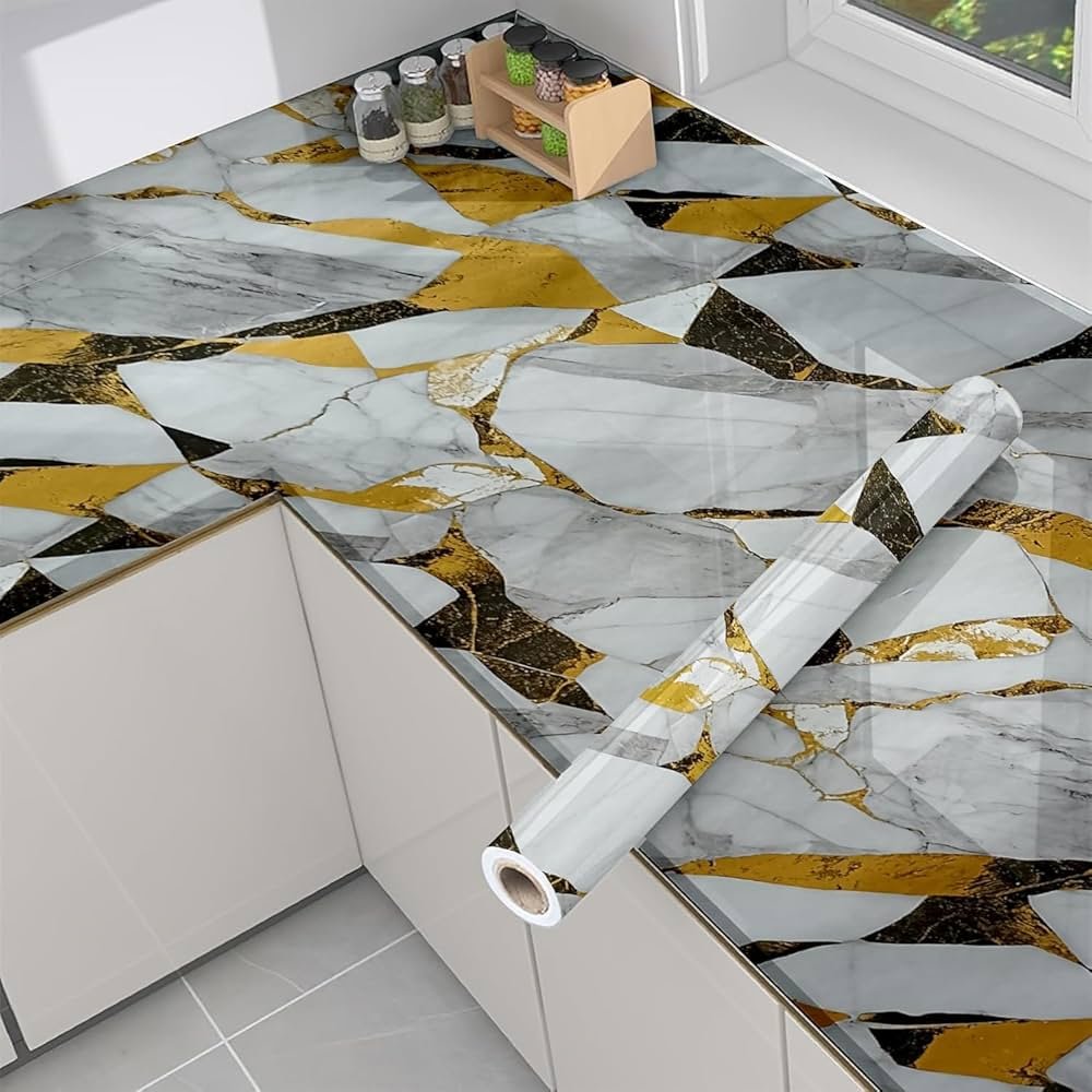 Placa Adhesiva Pared Simil Marmol En Rollo De 120 X 3 Metros