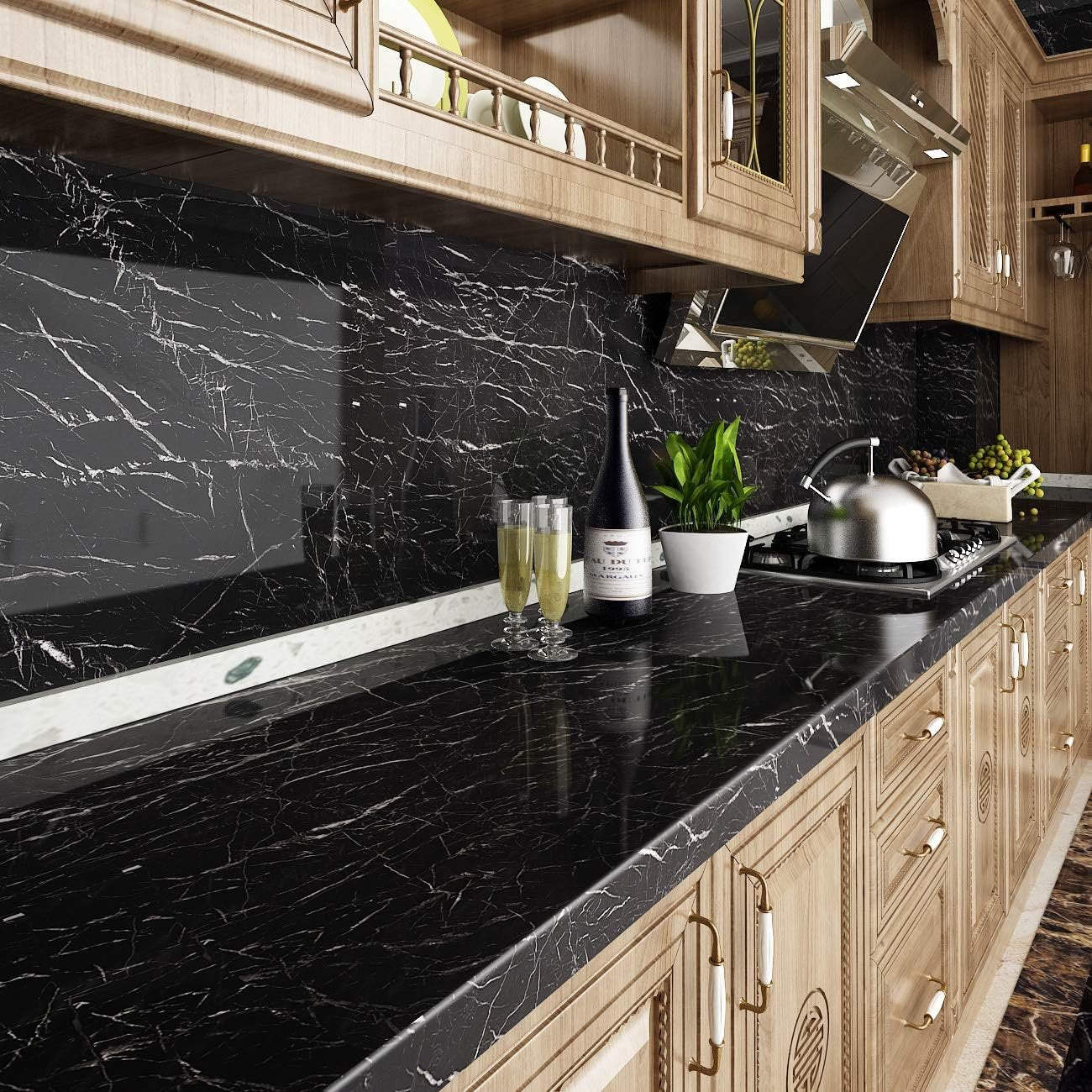Placa Adhesiva Pared Simil Marmol En Rollo De 120 X 3 Metros