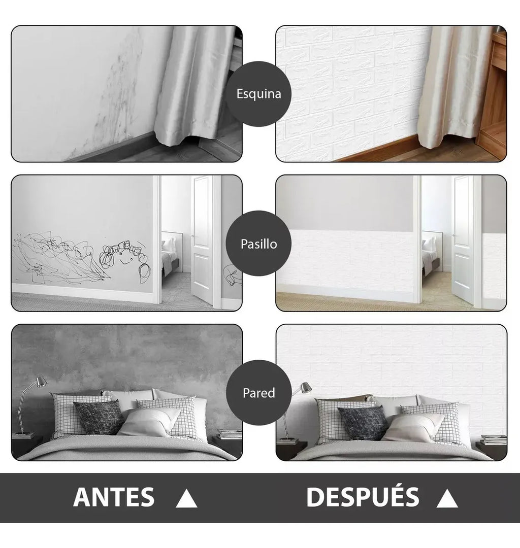 Placa Revestimiento Pared Autoadhesiva Ladrillo 70x77cm Ql