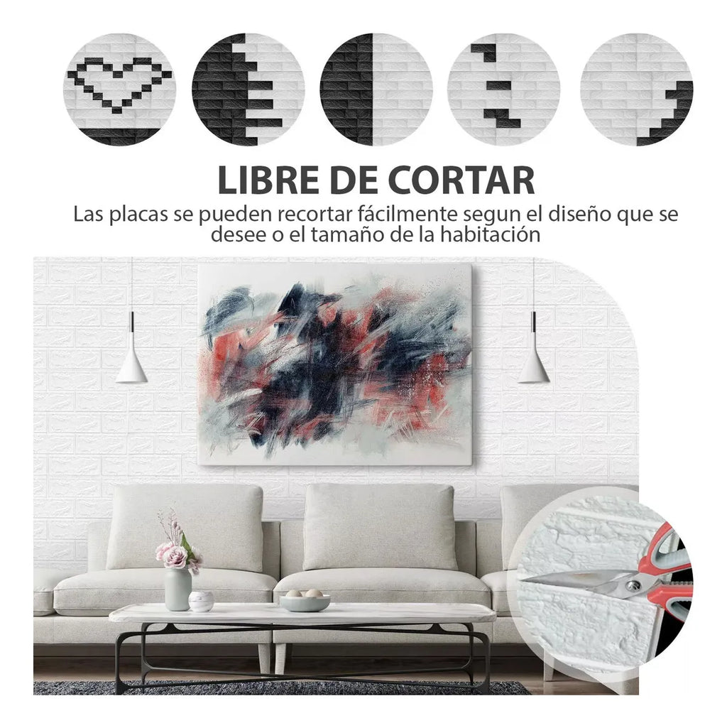 Placa Revestimiento Pared Autoadhesiva Ladrillo 70x77cm Ql