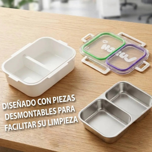 Táper recipiente hermético con 2 divisiones