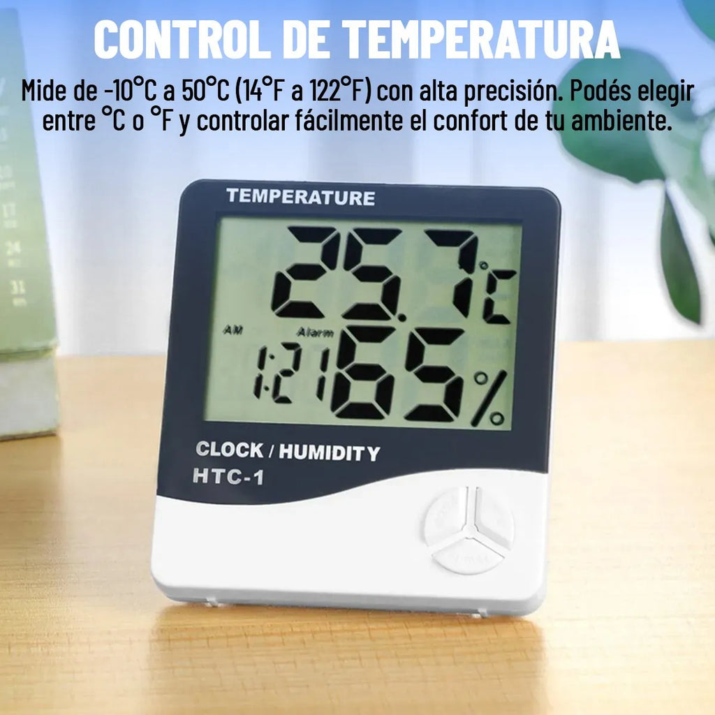 Reloj digital con medidor de temperatura y humedad