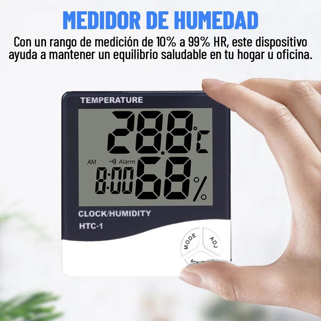 Reloj digital con medidor de temperatura y humedad