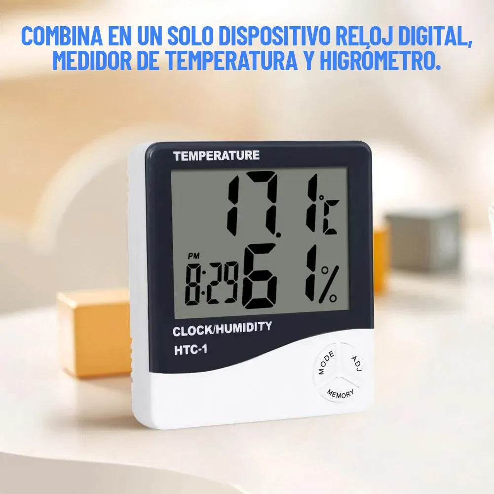 Reloj digital con medidor de temperatura y humedad