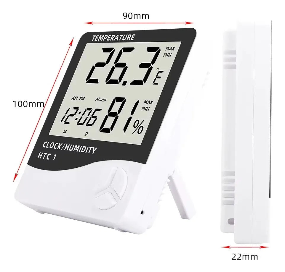 Reloj digital con medidor de temperatura y humedad