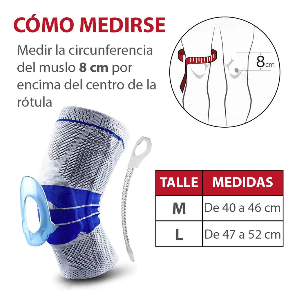 Rodillera deportiva con varillas de protección y gel
