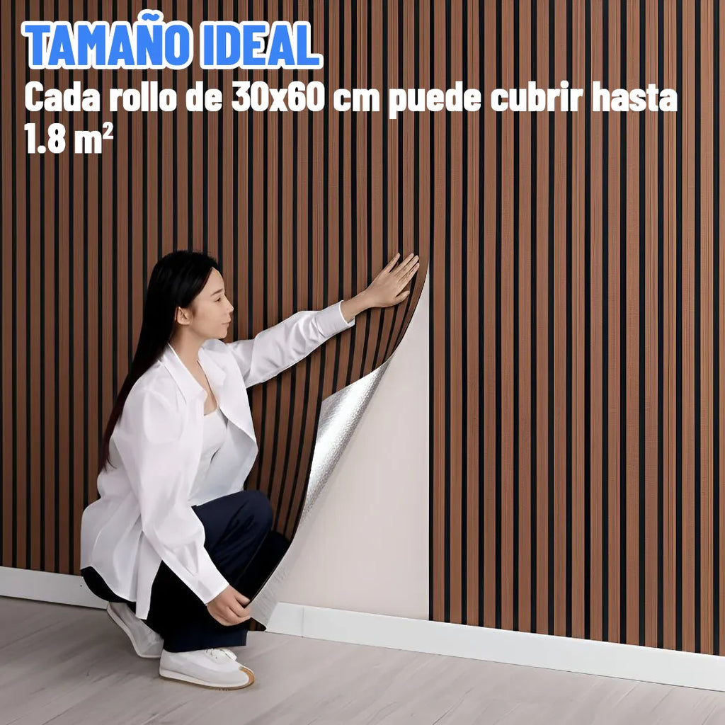 Rollo Adhesivo Símil Ripado Wpc Madera 3mts X 60cm Premium ®