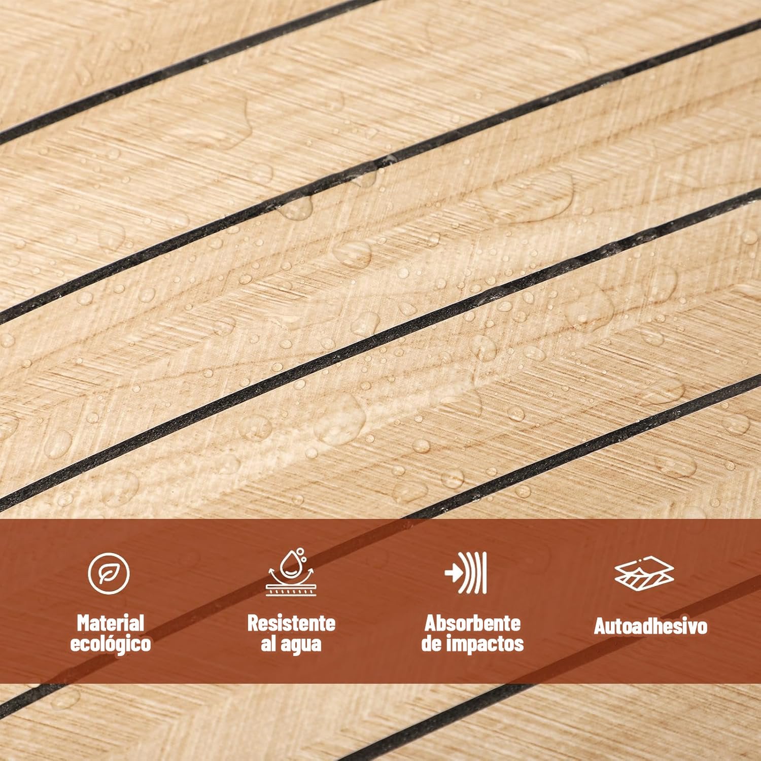 Rollo Adhesivo Símil Ripado Wpc Madera 3mts X 60cm Premium ®