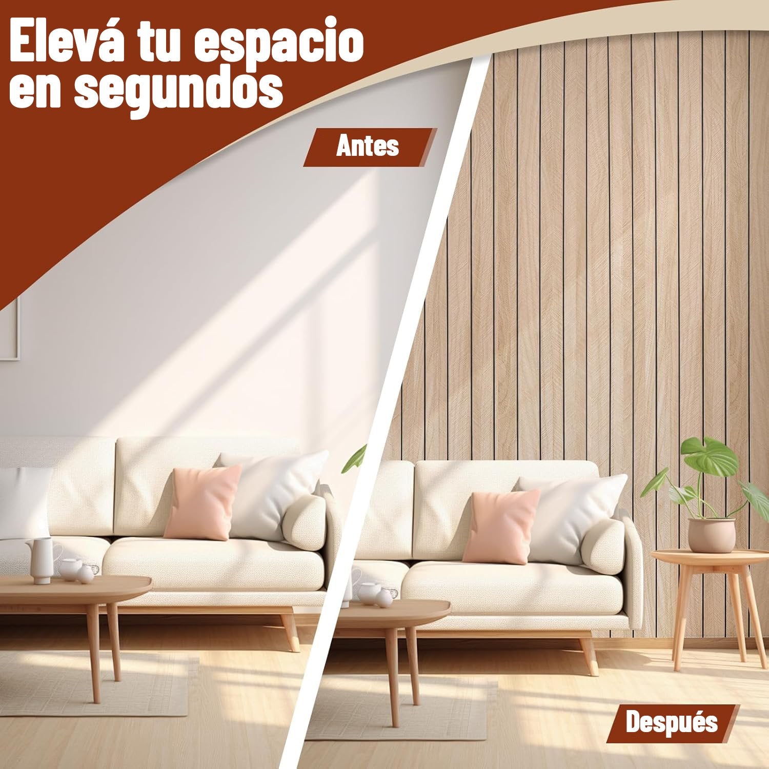 Rollo Adhesivo Símil Ripado Wpc Madera 3mts X 60cm Premium ®