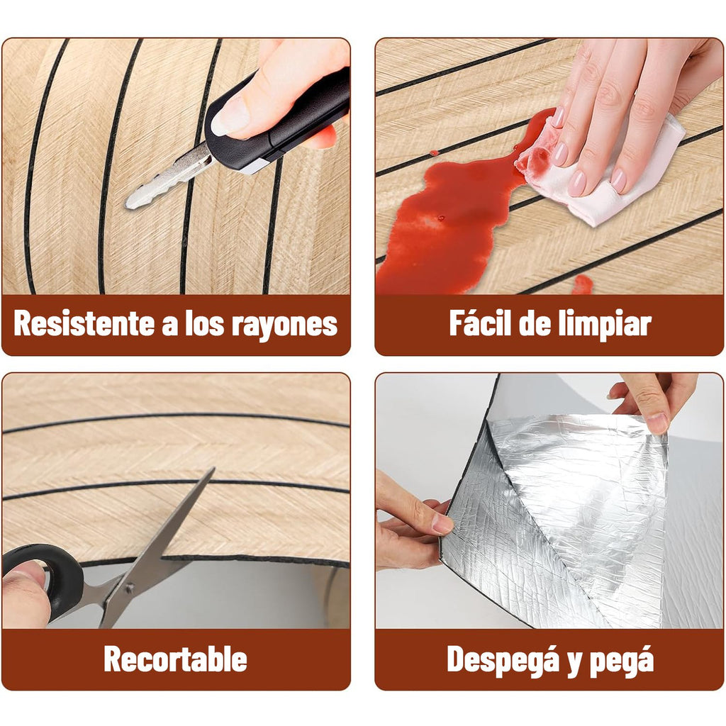 Rollo Adhesivo Símil Ripado Wpc Madera 3mts X 60cm Premium ®
