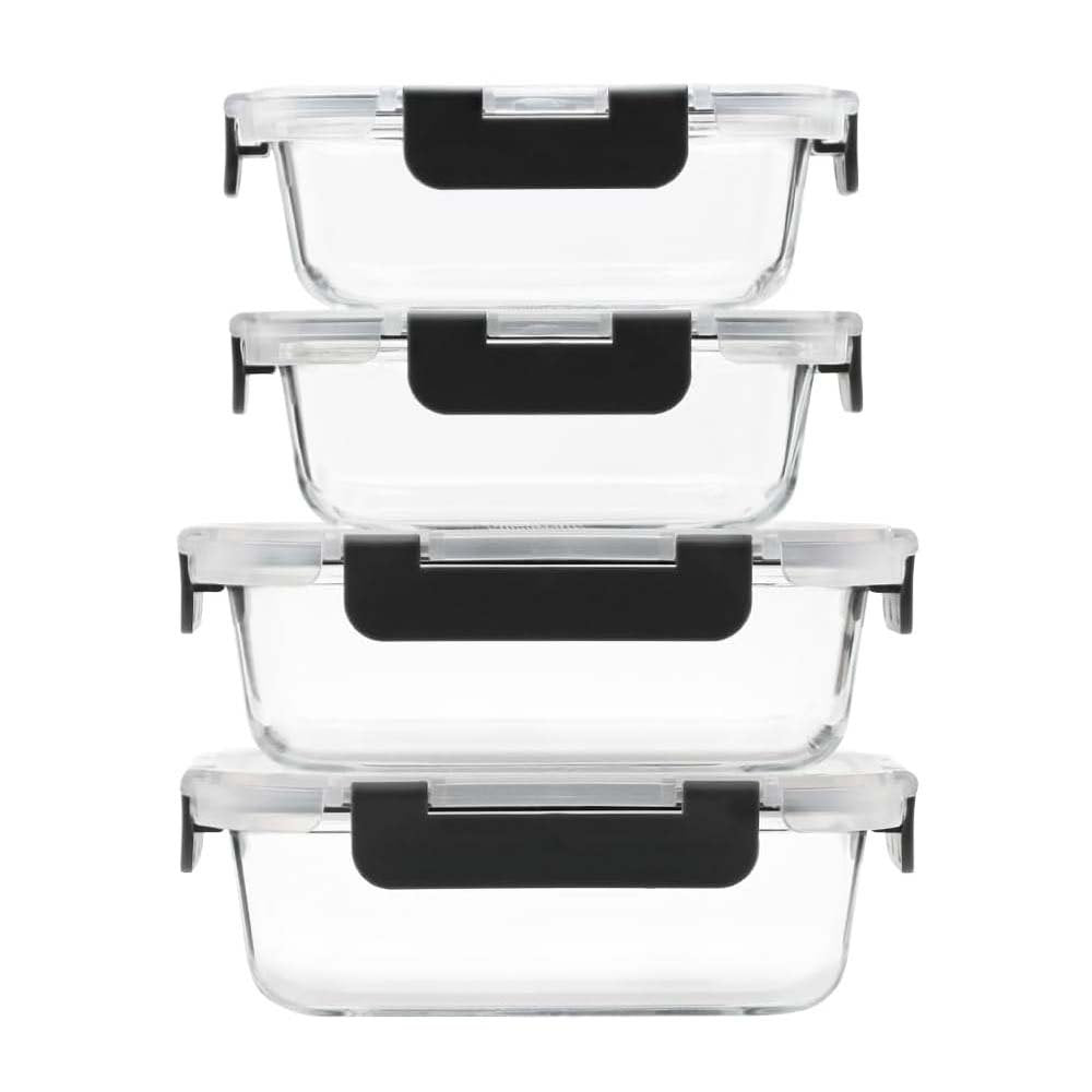 Set de 4 recipientes herméticos de vidrio