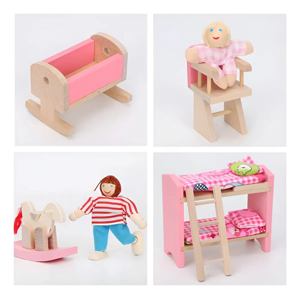 Set dormitorio infantil de juguete en madera