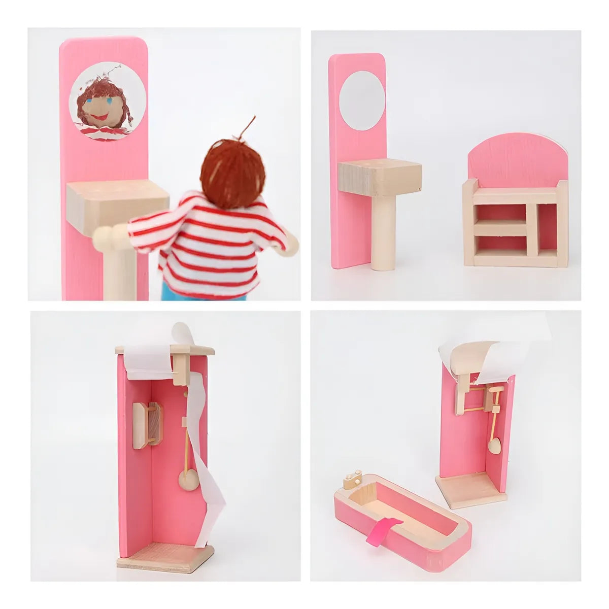Set baño en madera de juguete