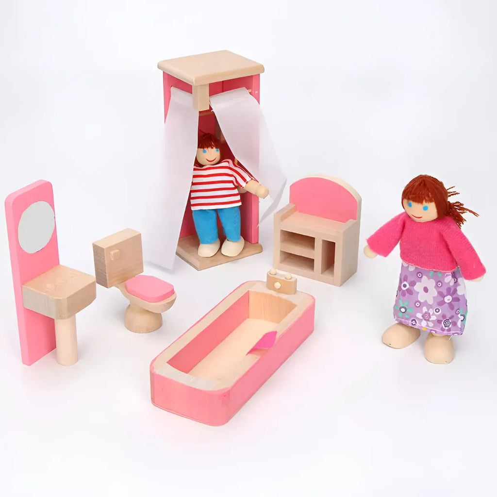Set baño en madera de juguete