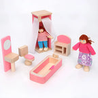 Set baño en madera de juguete