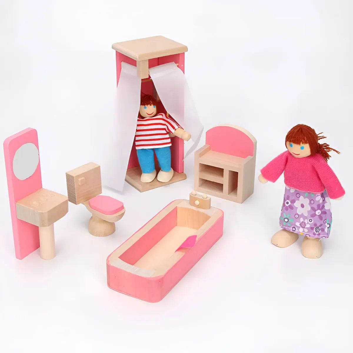 Set baño en madera de juguete