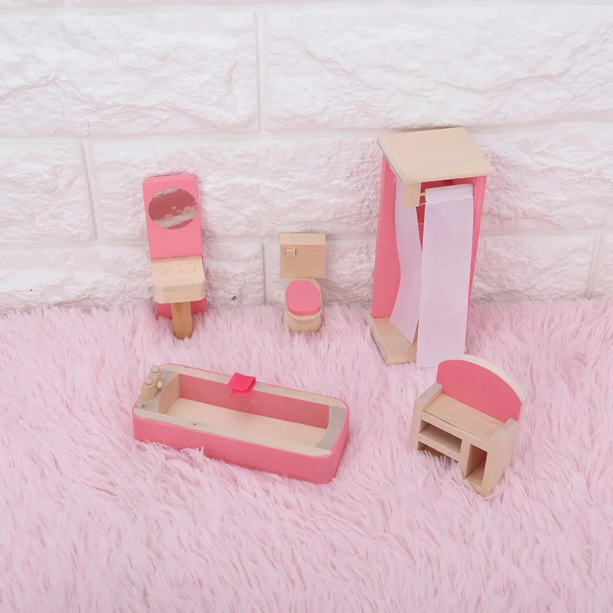 Set baño en madera de juguete