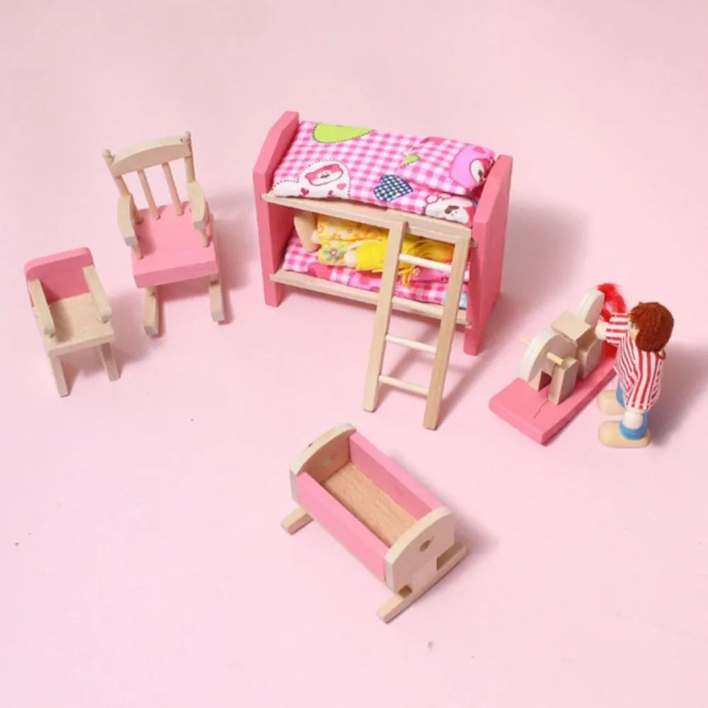 Set dormitorio infantil de juguete en madera