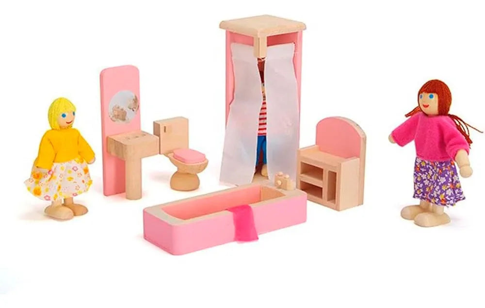 Set baño en madera de juguete