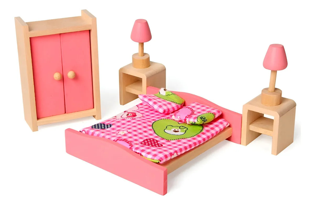 Set dormitorio en madera de juguete