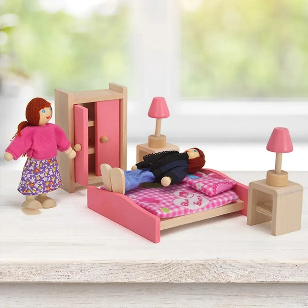 Set dormitorio en madera de juguete