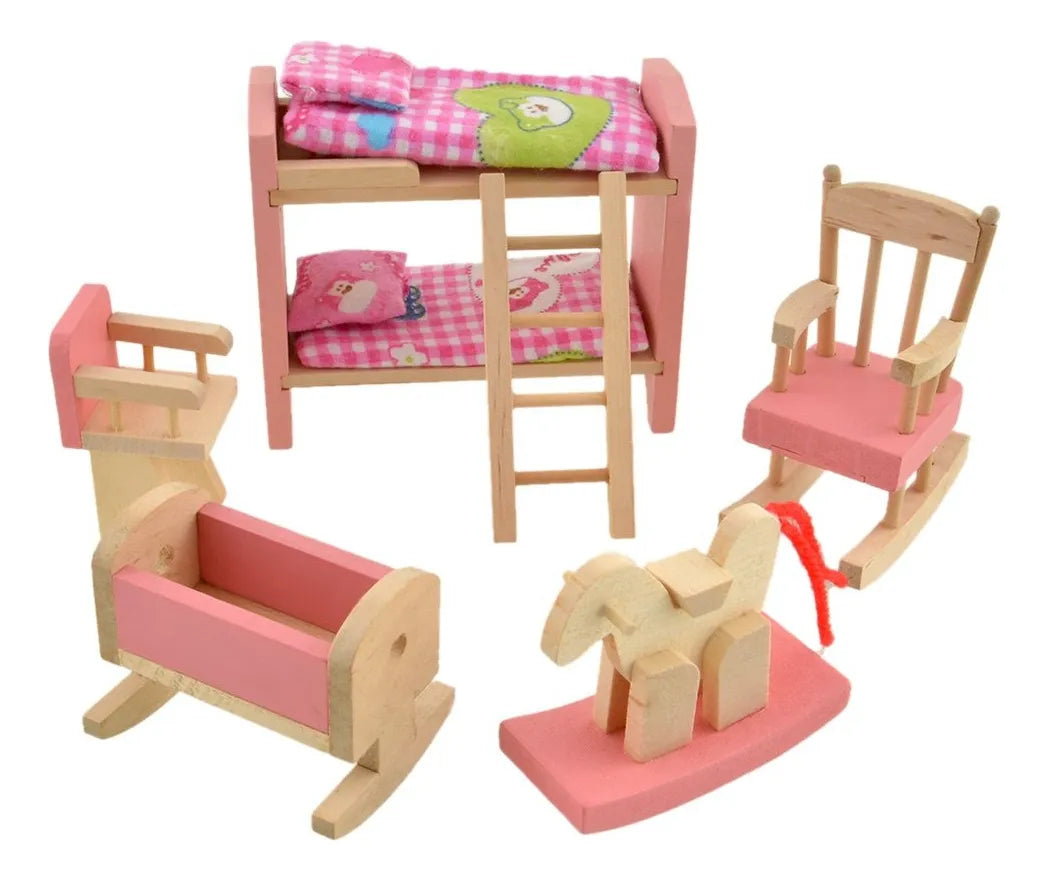 Set dormitorio infantil de juguete en madera