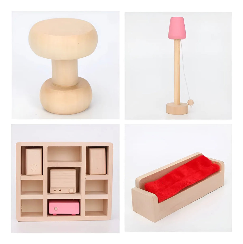 Set living en madera de juguete