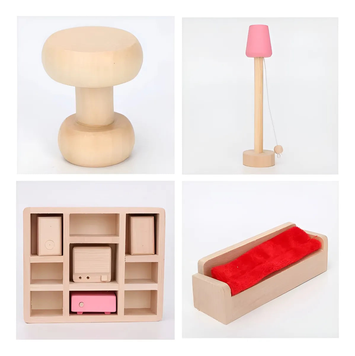 Set living en madera de juguete