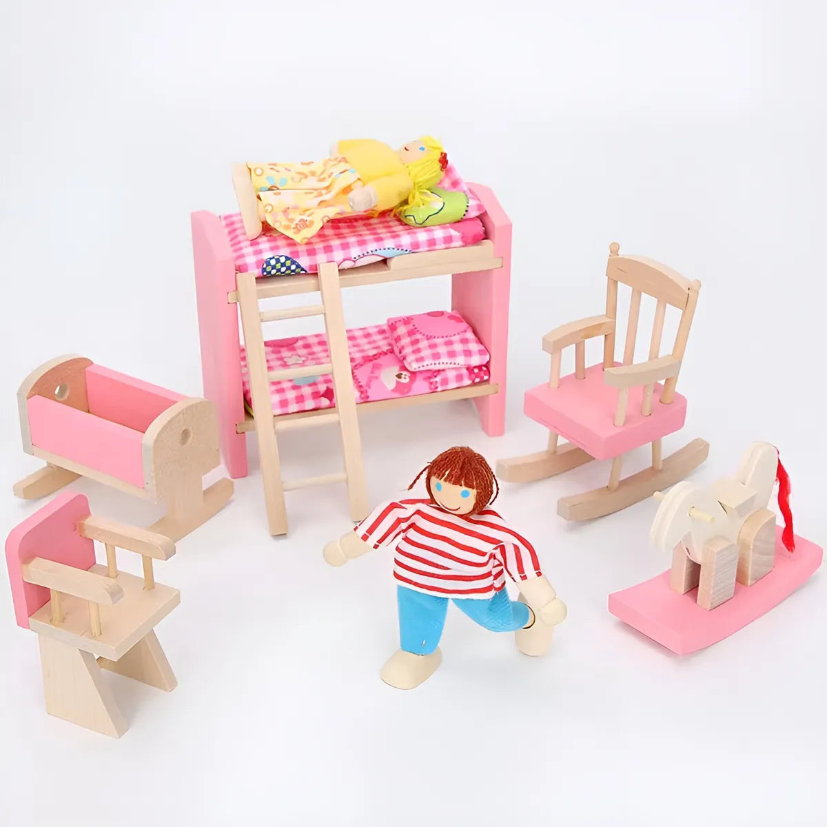 Set dormitorio infantil de juguete en madera