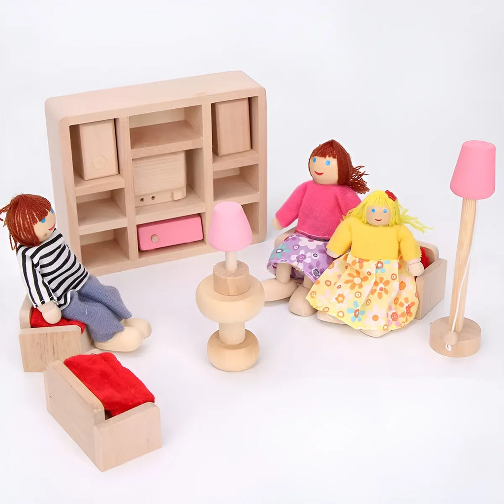 Set living en madera de juguete
