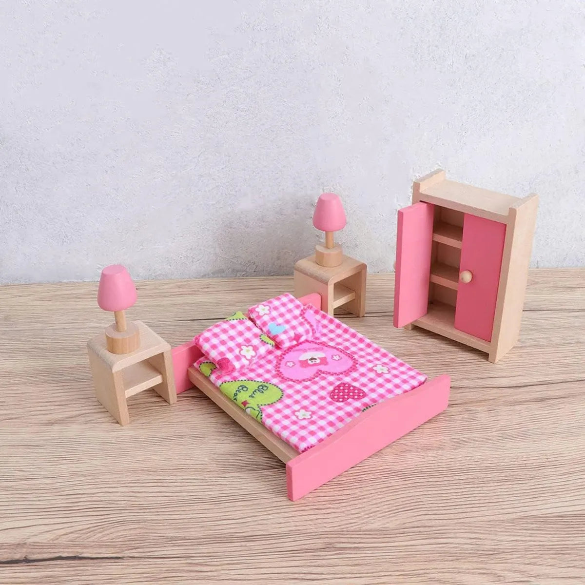 Set dormitorio en madera de juguete