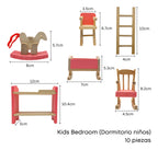 Set dormitorio infantil de juguete en madera