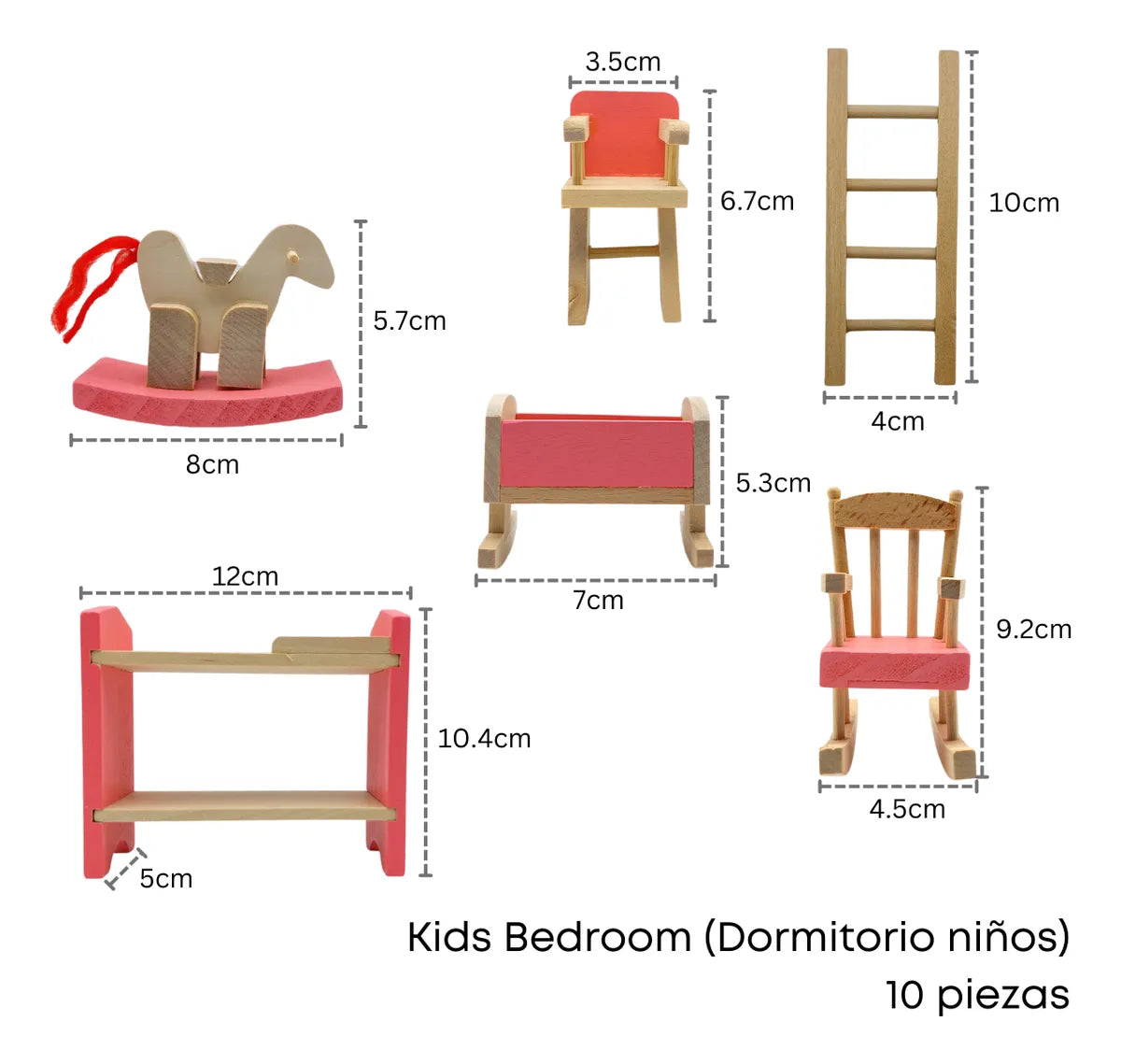 Set dormitorio infantil de juguete en madera