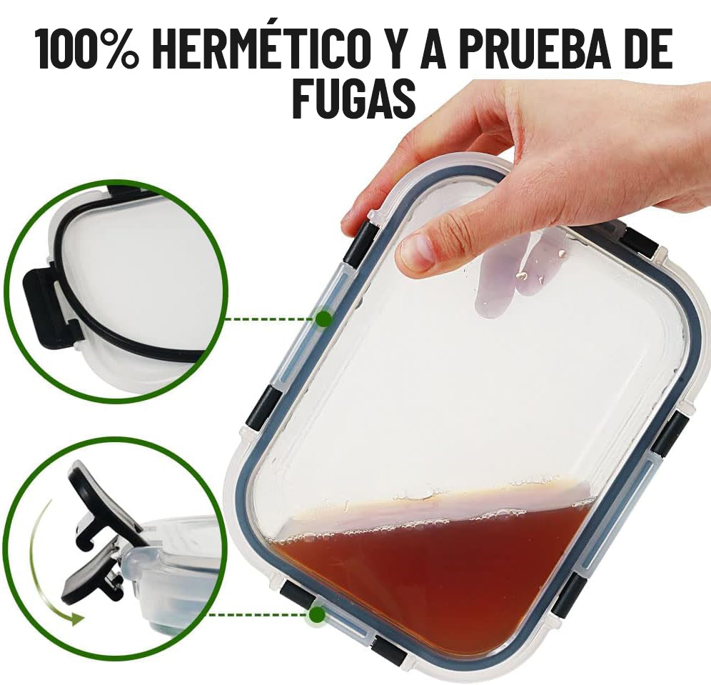Set de 4 recipientes herméticos de vidrio