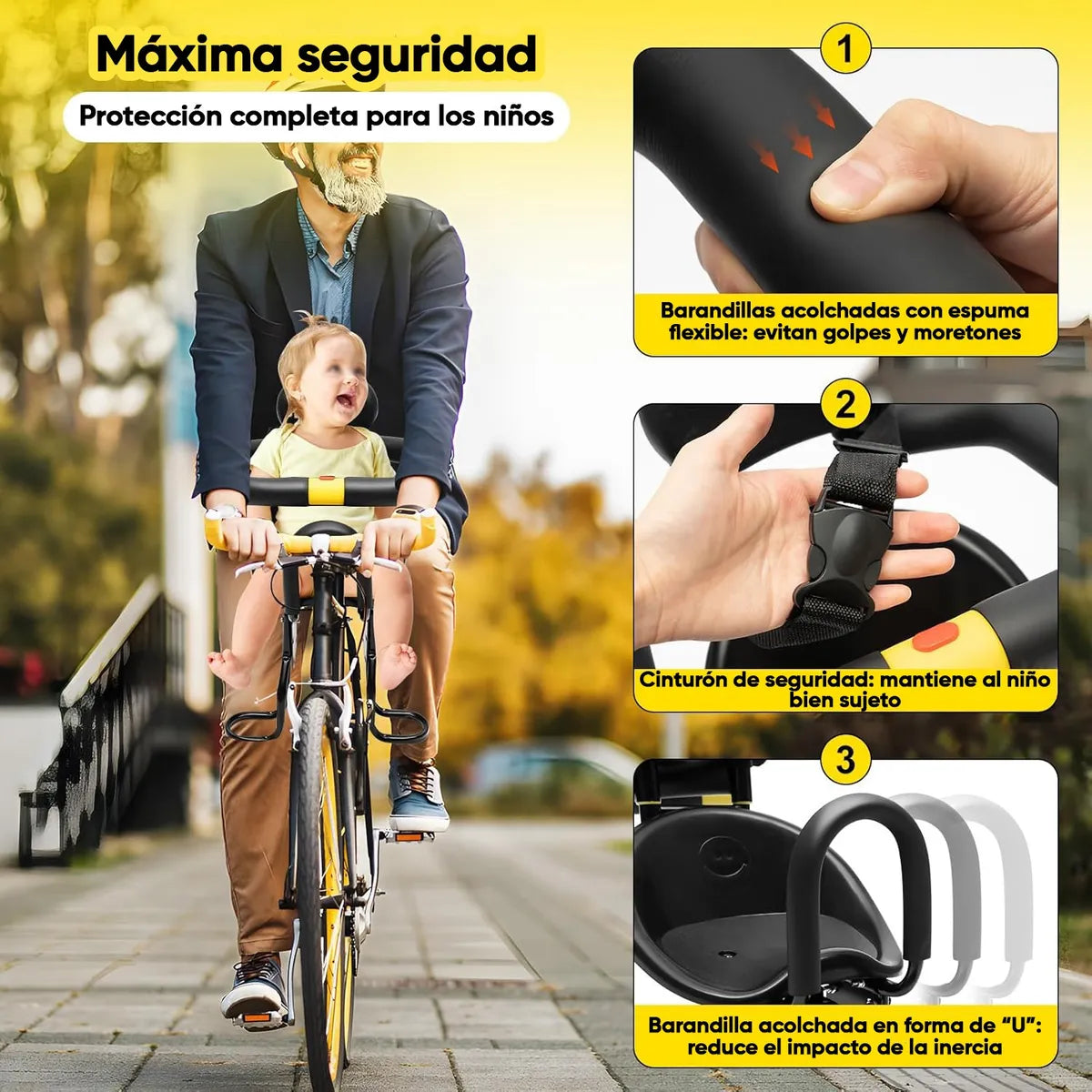 Silla frontal de bicicleta para niño
