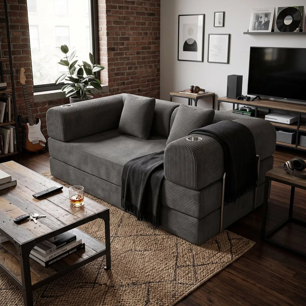 Sillon Teddy 3 Cuerpos Con Posavasos Teddy Cama Living Tela