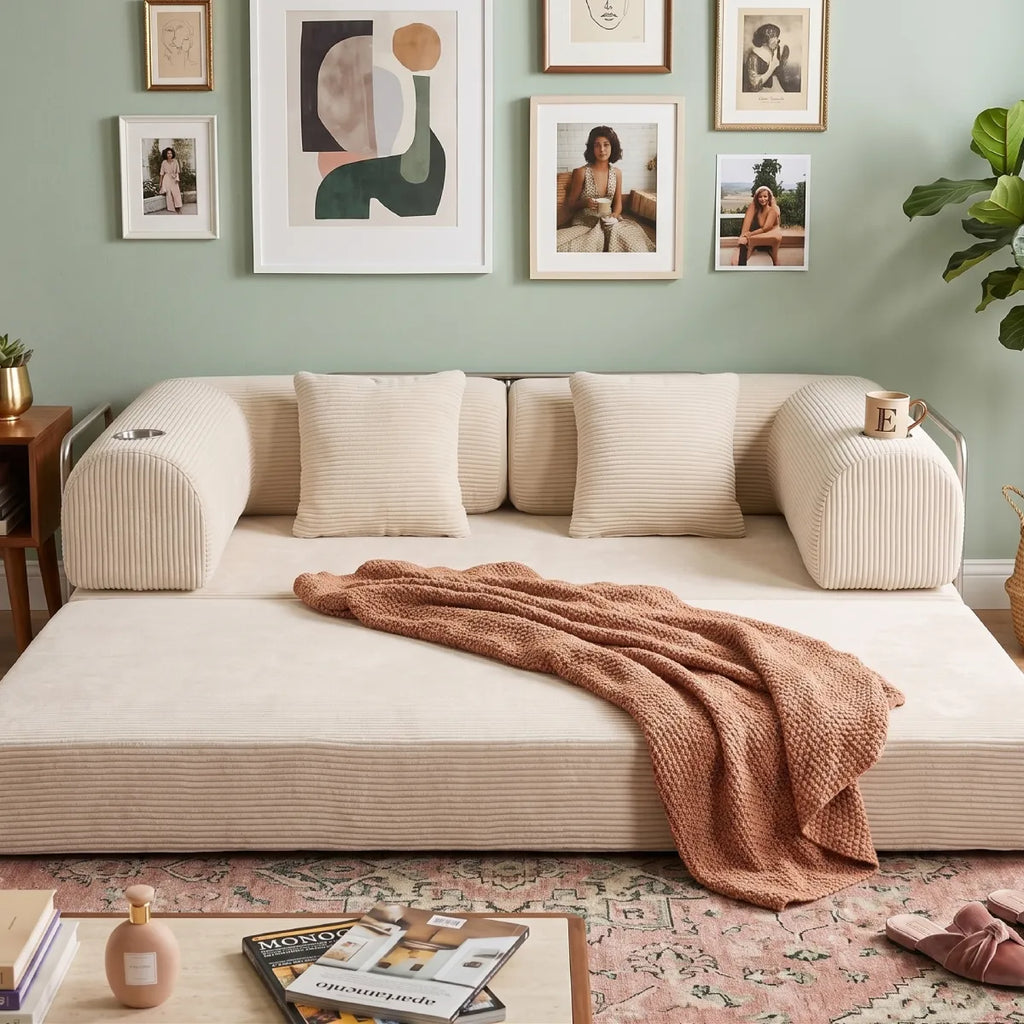 Sillon Teddy 3 Cuerpos Con Posavasos Teddy Cama Living Tela