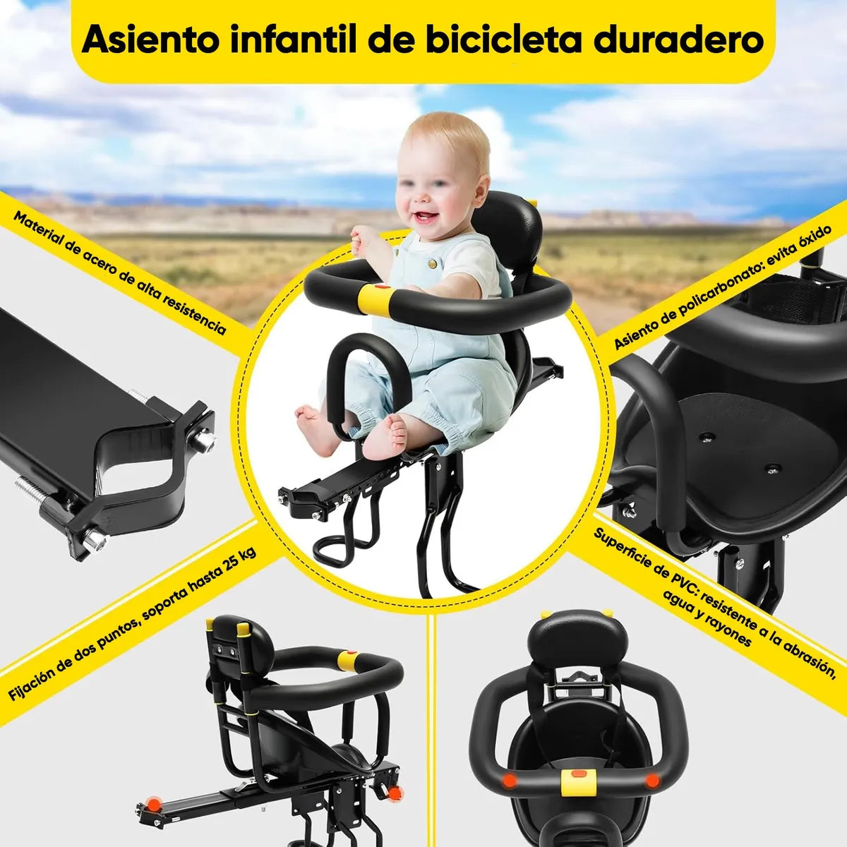 Silla frontal de bicicleta para niño
