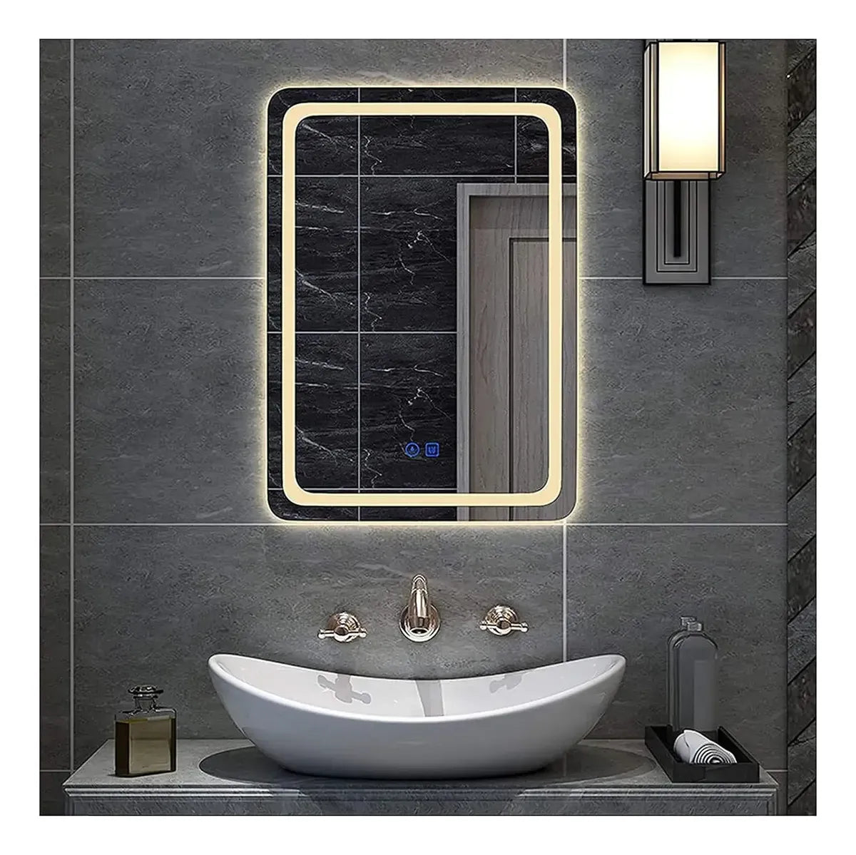 Espejo de pared con luces y desampañador