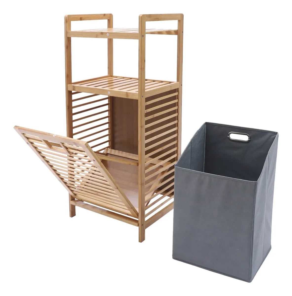 Mueble cesto organizador de bambú