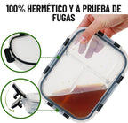 Tapper De Vidrio Con Tapa Hermetica 3 Divisiones Premium QL®