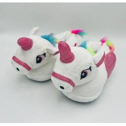 PANTUFLAS UNICORNIO INFANTIL 28 AL 33 NIAS BLANCA