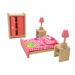 SET MUEBLES MADERA DORMITORIO JUGUETE BEDROOM 9 PIEZAS JUGUETE